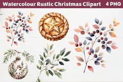 Watercolour Rustic Christmas Clipart PNG Product Image 1