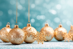 Glitter Christmas Balls Background, Blue Background Design Product Image 1
