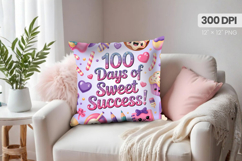 100 days of school Pillow Design, Teacher PNG Sublimation Product Image 1