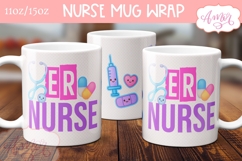 ER Nurse Mug Wrap for Sublimation | Nurse mug template PNG Product Image 1