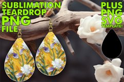 Radiant Petals: Glossy Teardrop Earring Spring Print PNG Product Image 1