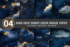 Dark Gold Starry Cloud Digital Paper Product Image 1