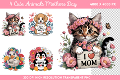 Cute Animals Mothers Day Clipart Bundle PNG Product Image 2