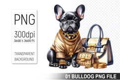 Cute French Bulldog Clipart PNG, Bulldog Graphic Design Product Image 1
