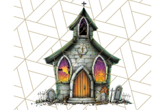 Halloween Buildings Clipart PNG, Haunted Houses Art Product Image 5