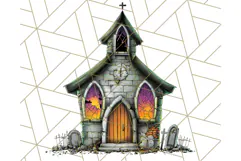 Halloween Buildings Clipart PNG, Haunted Houses Art Product Image 5