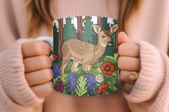 Watercolor Deer Coffee Mug Wrap Design |Coffee Mug PNG Product Image 4