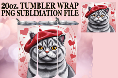 Lively Sublimation 20oz tumbler wrap, Valentines Cat Product Image 1