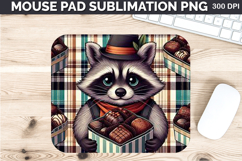 Watercolor Raccoon Mouse Pad Sublimation - Valentines PNG Product Image 1