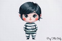Watercolor Cute Police Clipart PNG Product Image 1