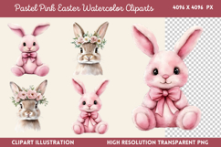 Pastel Pink Easter Watercolor Clipart PNG Product Image 1