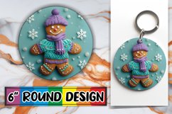 Christmas 3D Gingerbread Round Design Holiday Keychain Product Image 1