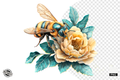 Summer Bees &amp; Sunflowers PNG - Summer Clipart Product Image 1