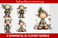 Whimsical Elf Clipart | Cute Christmas Elf PNG Illustration Product Image 1
