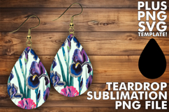 Whimsical Teardrop Earrings Design, Flower Pattern Product Image 1