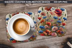Flowers Coaster Sublimation, Spring Coaster PNG Design Product Image 1