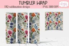 Embroidery floral tumbler wrap PNG for sublimation Product Image 2