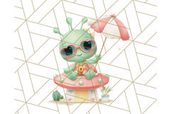 Alien Vacation Clipart PNG, Cute Summer Galaxy Art Clip Art Product Image 5