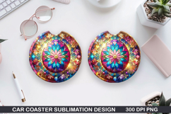 Bright Egg Car coaster sublimation, Easter Coaster PNG Product Image 1