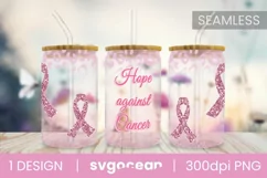 Cancer Glitter Glass Can | PNG | 16 Oz | 20 Oz Libbey Glass Product Image 1
