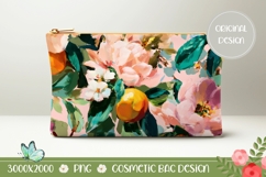 Flowers Art Cosmetic Bag Print, Floral Cosmetic Bag Design Product Image 1