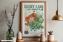 St Ptrick Day Girl Reading Png Sublimation Product Image 3