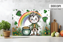 Cute Leprechaun with Rainbow and Gold Pot Cutting Board PNG Product Image 1