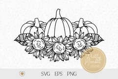 Pumpkins with sunflowers svg, Flower pumpkins png Product Image 1