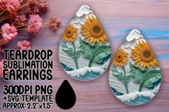 Sublimation 3D Floral Teardrop Earrings Hole Design Product Image 1