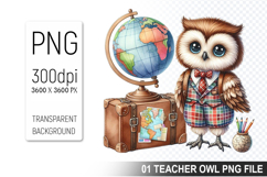 Teacher Owl Clipart PNG, Cute Owl, Digital Download File Product Image 1