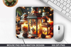Candlelit Mouse Pad Sublimation, Christmas Mouse Pad PNG Product Image 1