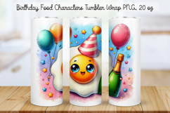 Birthday Food Character Tumbler Wrap PNG 20 oz Product Image 1