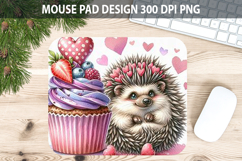 Watercolor Hedgehog Mouse Pad Sublimation - Valentines PNG Product Image 1