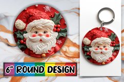Holiday 3D Santa Round Keychain Design PNG Festive Product Image 1