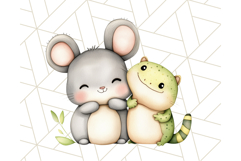 Cute Animal Friends Clipart PNG, Whimsical Spring Animal Duo Product Image 5