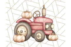 Fall Tractor Clipart PNG, Vintage Tractors With Pumpkins Product Image 5