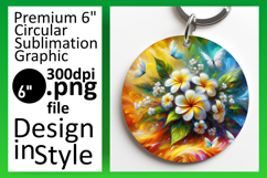 Stylish Round Design Keychain Template , Flowers Product Image 1