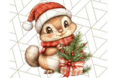 Vintage Christmas Clipart PNG, Cute Animals Holiday Elements Product Image 5