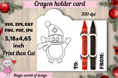 Christmas penguin Coloring Card, Crayon Holder Card Product Image 1