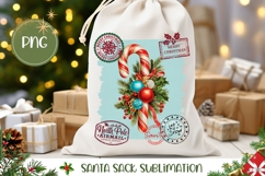 Vintage Christmas Candy Cane Santa Sack Sublimation Product Image 1