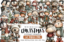 Whimsical Christmas Clipart Bundle | Cute Holiday PNG Set | Product Image 1
