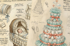 Ephemera Baby Shower Junk Journal Pages - Junk Journal Pack Product Image 5