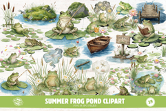Summer Frog Pond Clipart Product Image 1