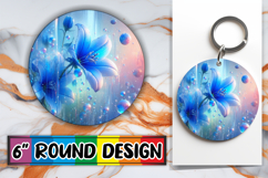 Blissful Round Keychains Sublimation, 3D Flower Product Image 1