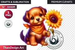 Cute Autumn Animals &amp; Sunflowers - Thanksgiving Clipart Product Image 1