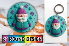 3D Santa Claus Round Design Sublimation for Winter Keychain Product Image 1