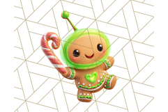 Alien Christmas Clipart, Cute Outer Space Holiday PNG Product Image 5