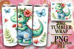 Cheerful Sublimation 20oz tumbler wrap, Dino Product Image 1