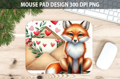Watercolor Fox Mouse Pad Sublimation - Valentines Png Product Image 1