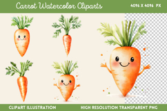 Carrot Watercolor Cliparts Bundle PNG Product Image 4